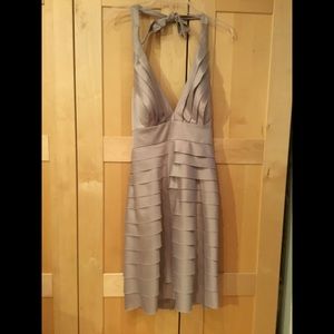 Nine West satin taupe halter dress size 4
